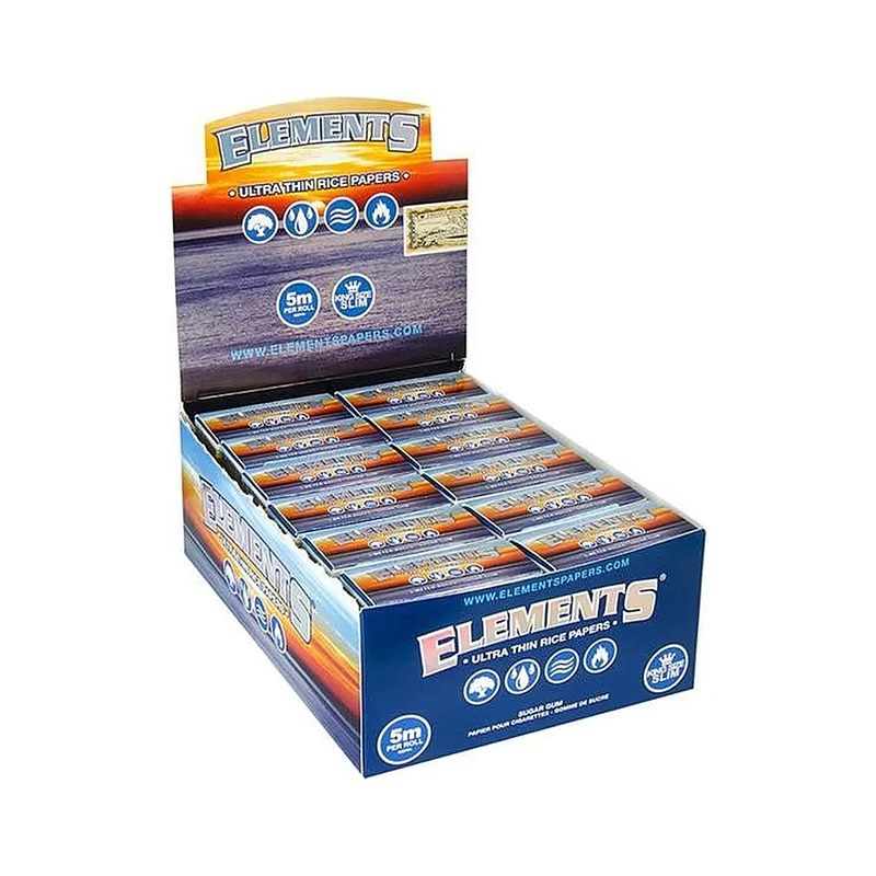 Elements Rolls Blue King Size Slim – Papers 5m, 24er Box