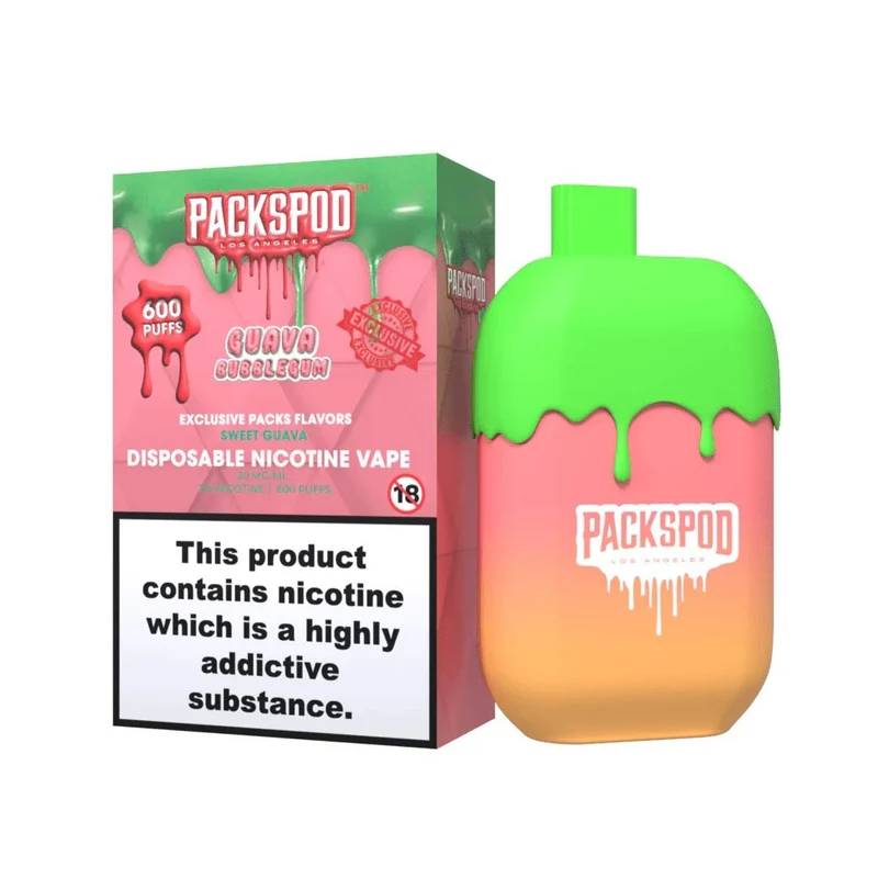 Packwoods PacksPod Guava Bubblegum – Einweg Vape 600 Züge, 20mg/ml