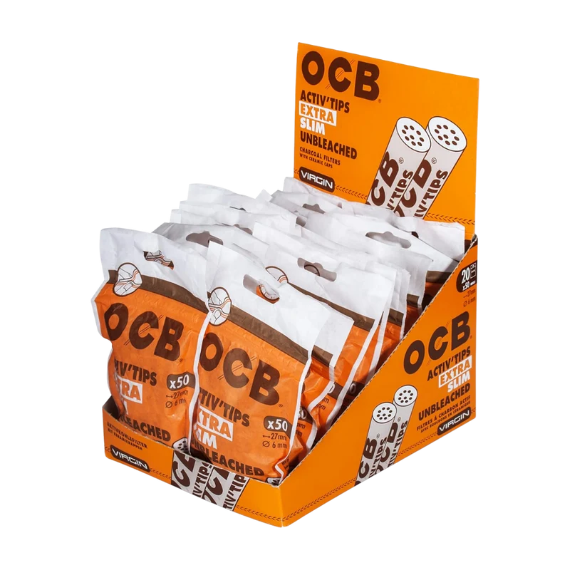 OCB FILTER - Aktiv Filter Extra Slim 6mm, Unbleached - 20x50