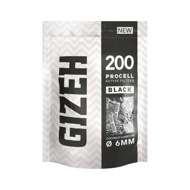 GIZEH ProCell Aktivkohlefilter 6 mm Black – Bag 200 Stück