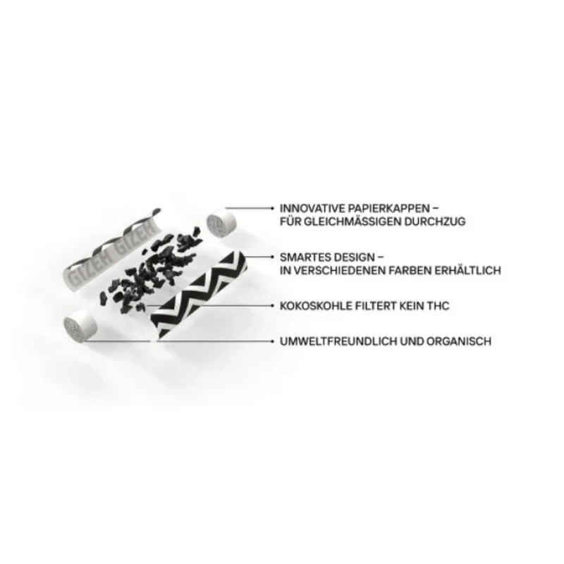 GIZEH ProCell Aktivkohlefilter 6 mm Black – Bag 200 Stück
