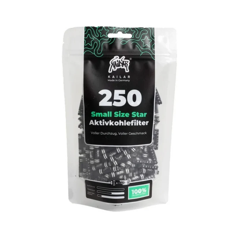 Kailar Small Size Star Papier Aktivkohlefilter 5,9 mm – 250 Stück