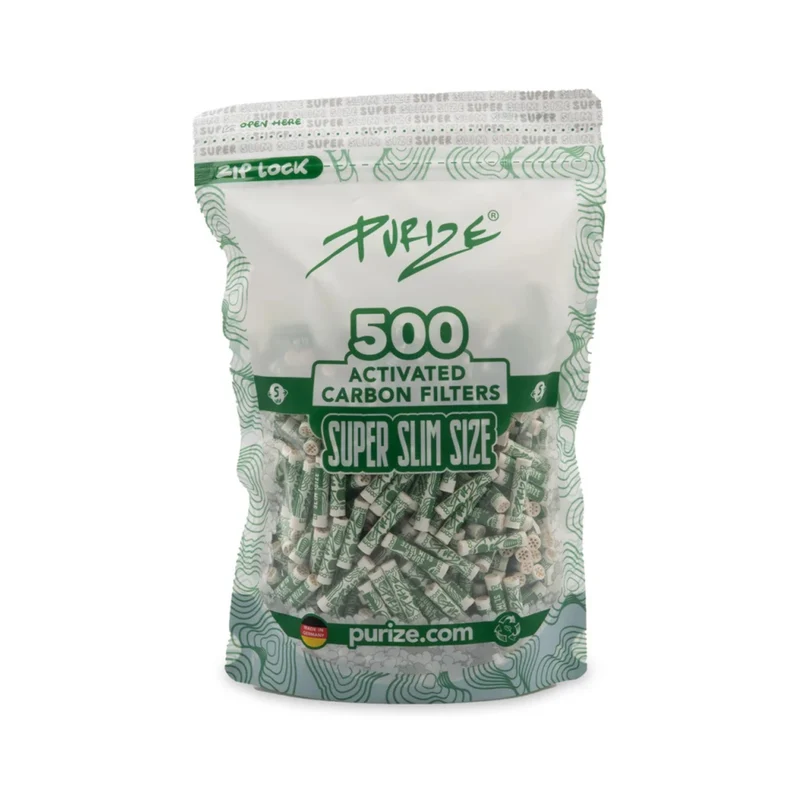 PURIZE Super Slim Aktivkohlefilter 5mm White – 500 Stück