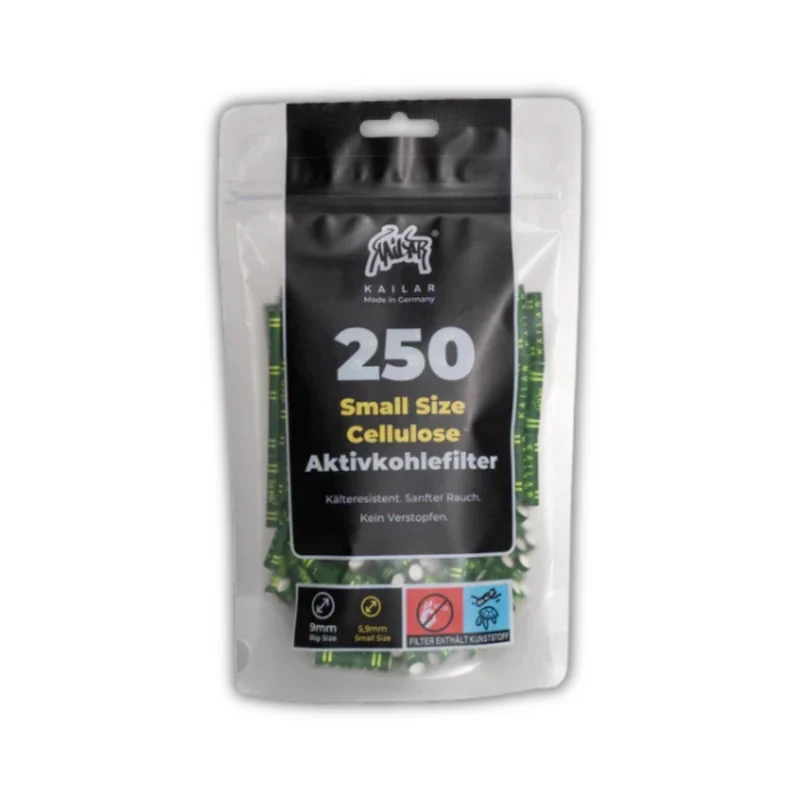 Kailar Slim Cellulose Aktivkohlefilter 6 mm Green – 250 Stück