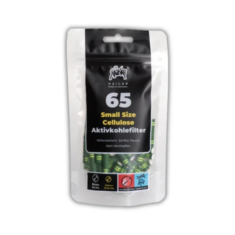 Kailar Slim Cellulose Aktivkohlefilter 6 mm Green – 65 Stück