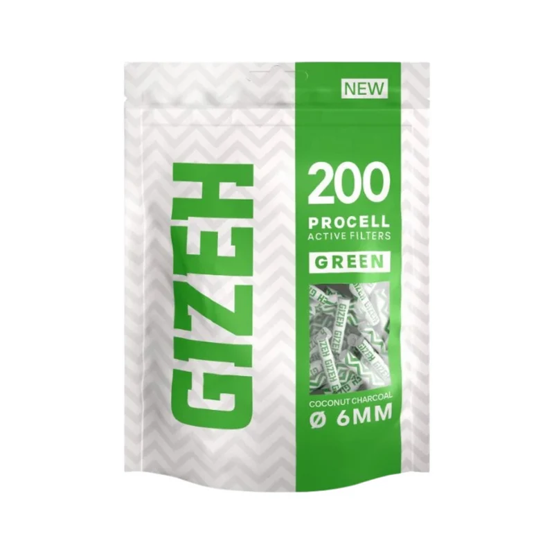 GIZEH ProCell Aktivkohlefilter 6 mm Green Bag - 200 Stück