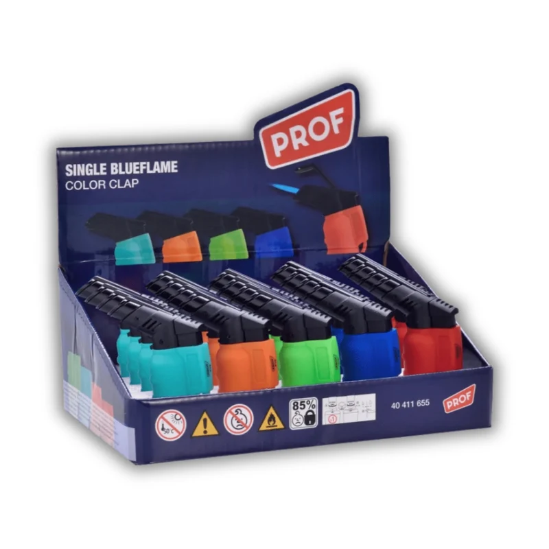 PROF Color Clap Feuerzeug Jetflame Blue – 20er Display