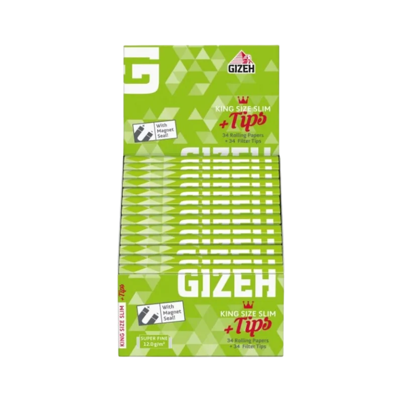 GIZEH King Size Slim Papers Super Fine – 34 Blatt + 34 Tips
