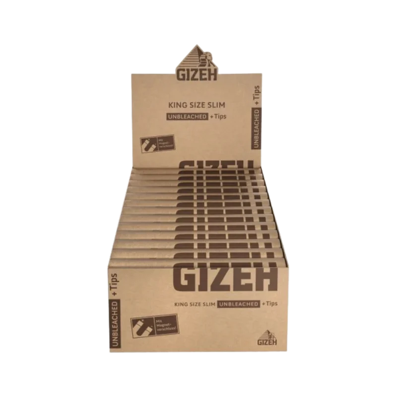 GIZEH Unbleached King Size Slim Papers + Tips – 34 Blatt