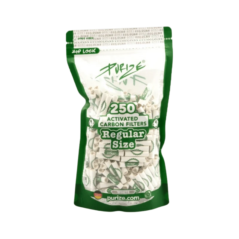PURIZE Regular Aktivkohlefilter 9 mm White - 250 Stück