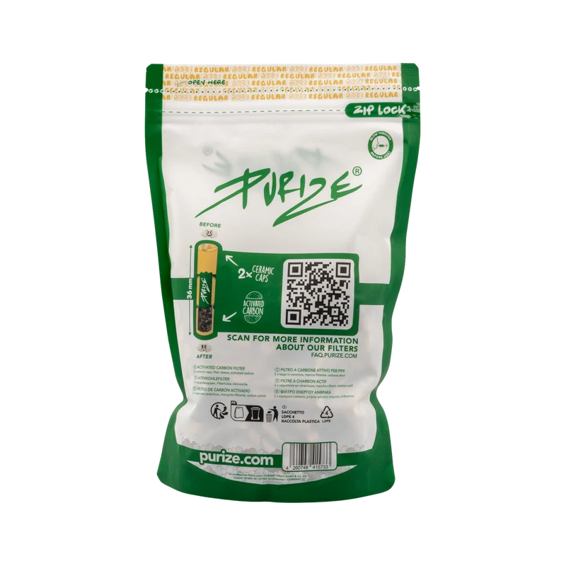 PURIZE Regular Aktivkohlefilter 9 mm Organic - 250 Stück