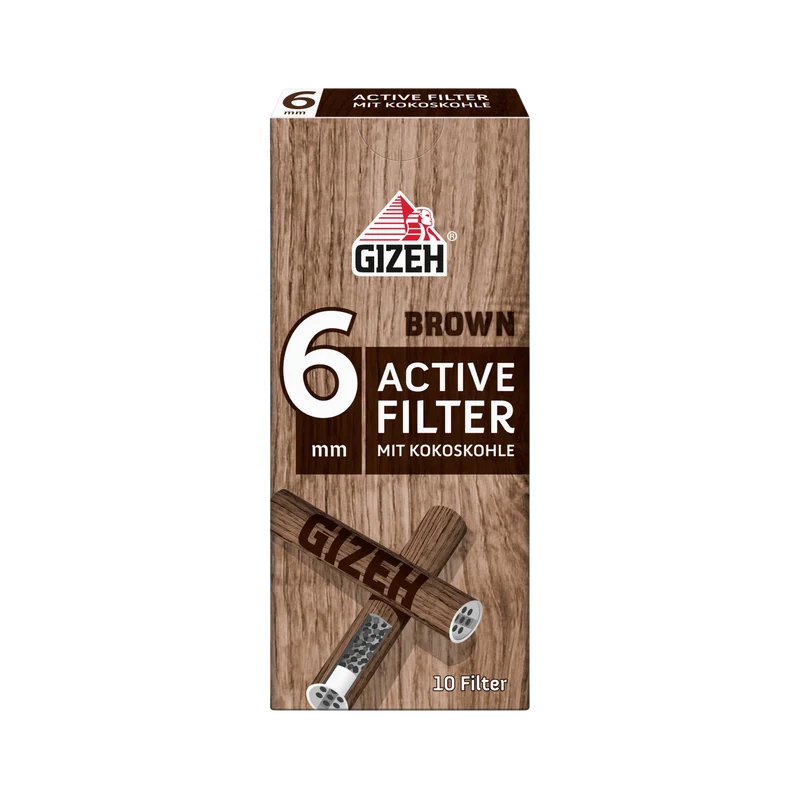 GIZEH Aktivkohlefilter 6mm Brown – Box à 10 Stück