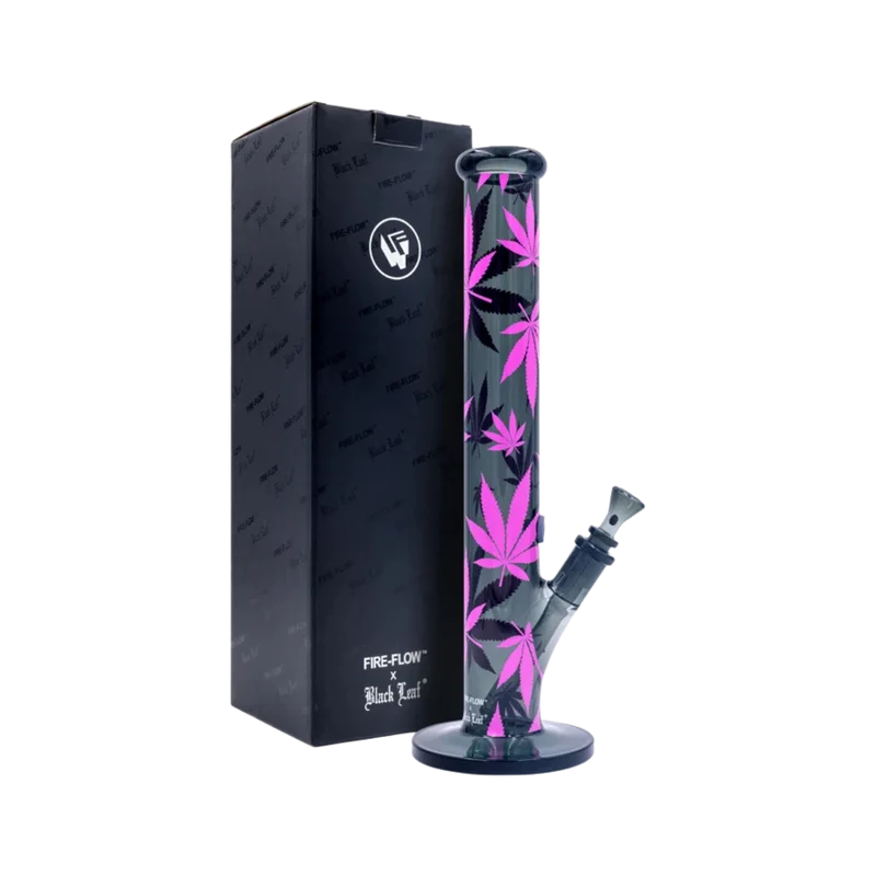 FireFlow & BlackLeaf Leaves Pink – Glas Bong, 40 cm × 5.1 cm
