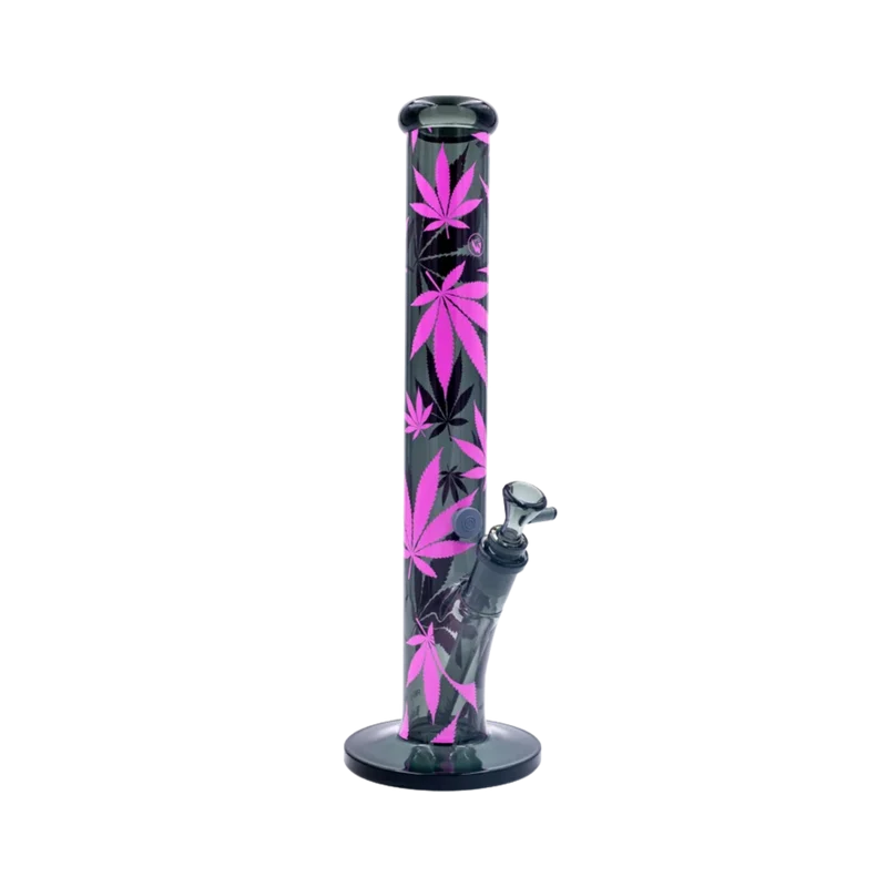 FireFlow & BlackLeaf Leaves Pink – Glas Bong, 40 cm × 5.1 cm