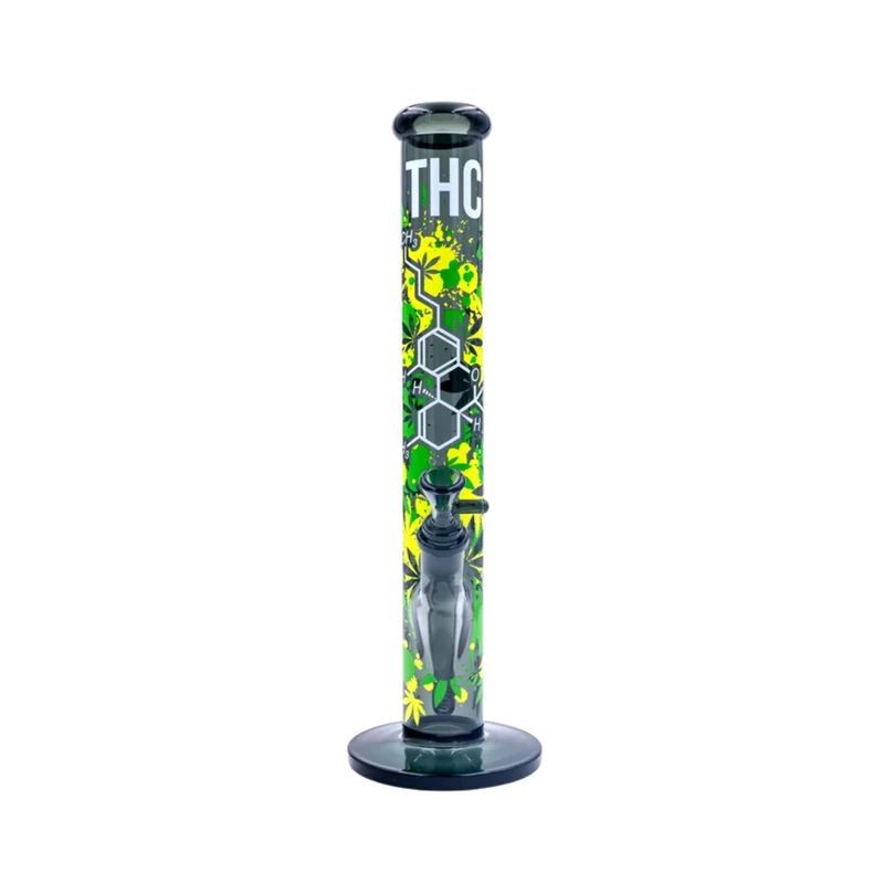 FireFlow & BlackLeaf THC Molecule – Glas Bong, 40 cm × 5.1 cm