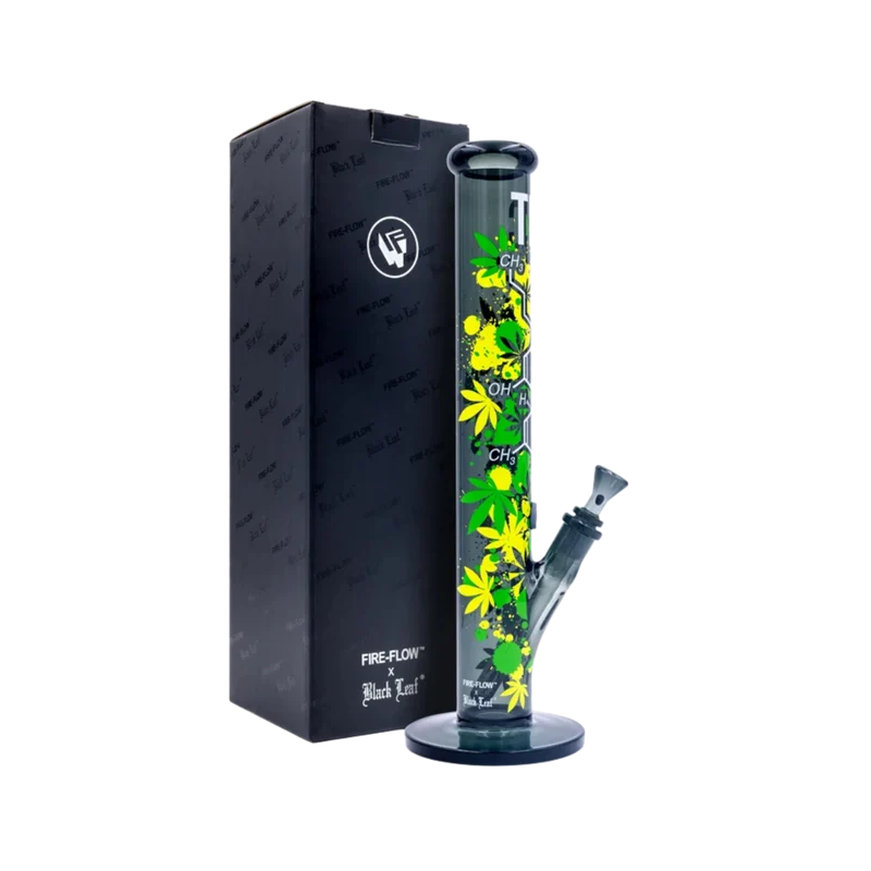 FireFlow & BlackLeaf THC Molecule – Glas Bong, 40 cm × 5.1 cm