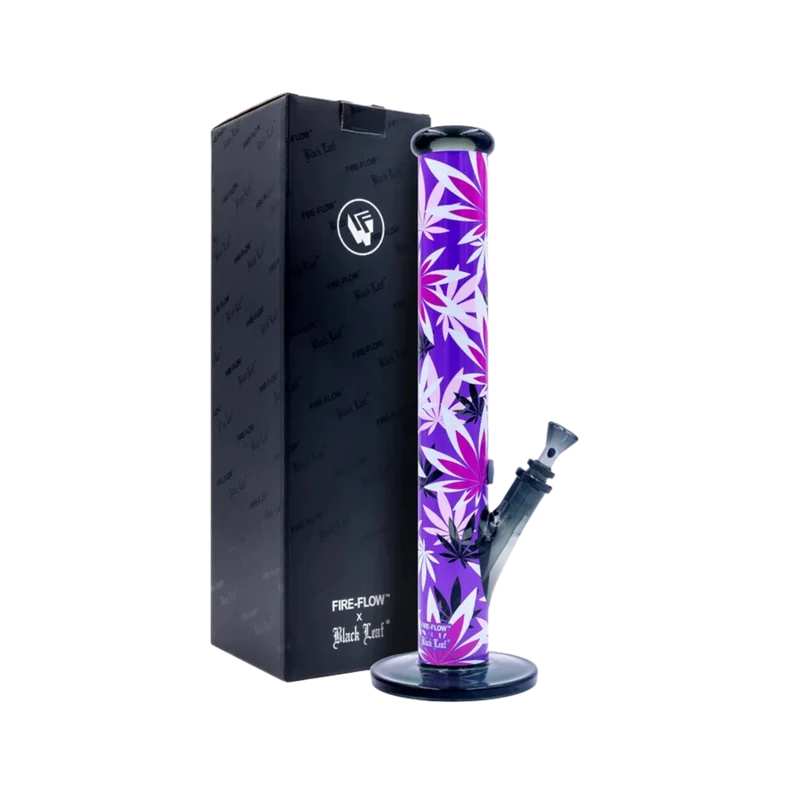 FireFlow & BlackLeaf Pink Leaves – Glas Bong, 40 cm × 5.1 cm