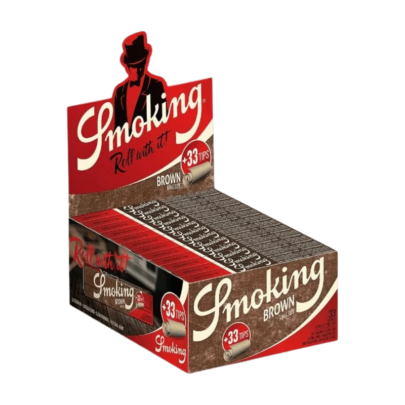 Smoking Brown King Size + Tips – Display, 24 Hefte à 33 Blatt + 33 Tips