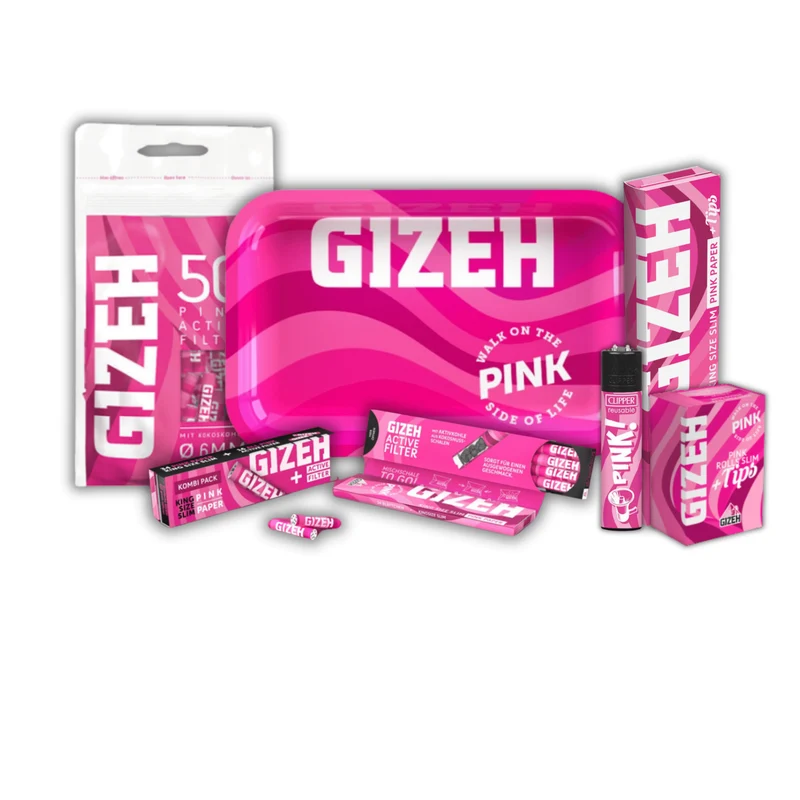GIZEH All Pink Bundle – Papers, Tips, Rolling Tray & Clipper