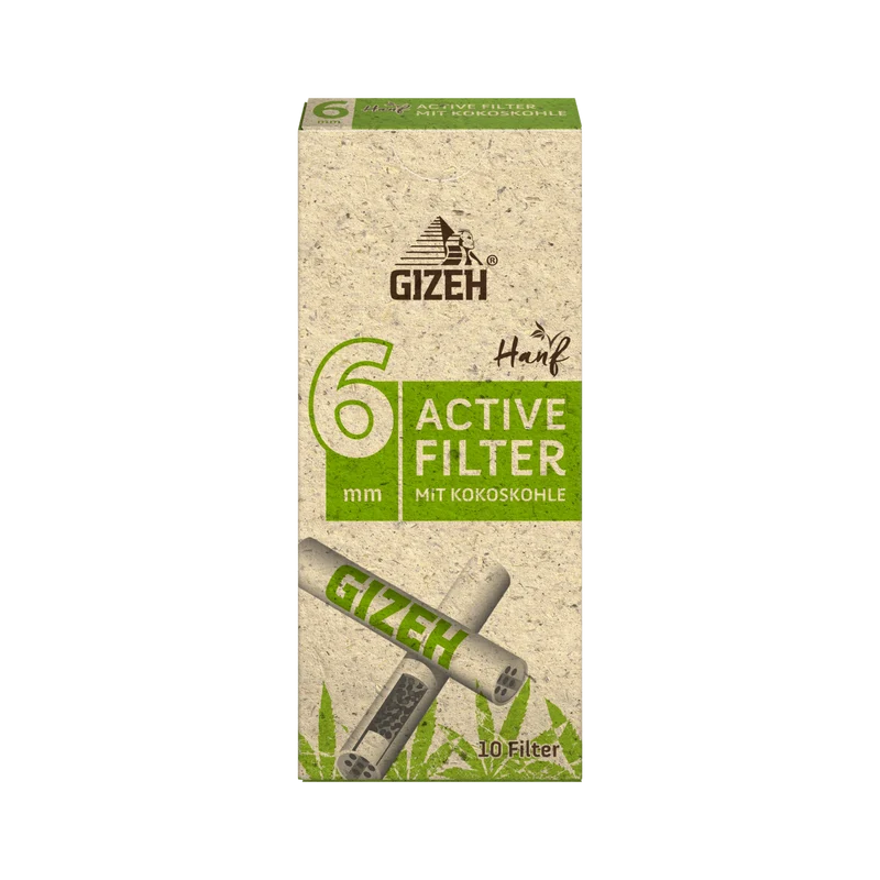 GIZEH 6 mm Hanf & Gras Aktivkohlefilter – 10 Stück Box