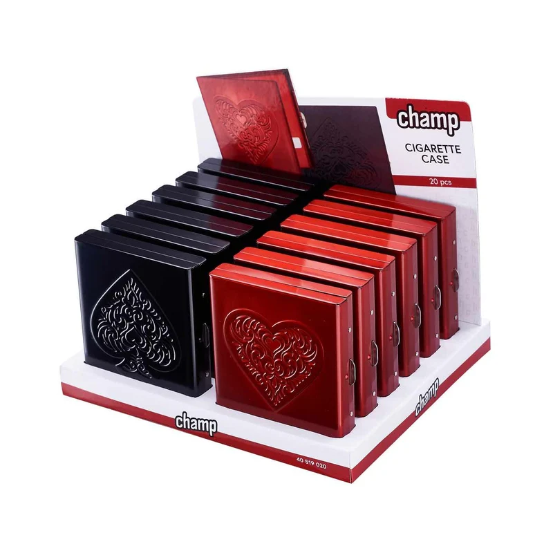 Champ Zigarettenetui Heart – 20er Metall, Display 12 Stück