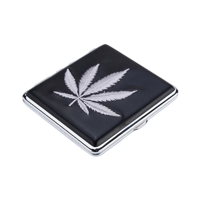 Champ Zigarettenetui Hemp Leaf gestickt – 20er, Display 12 Stück