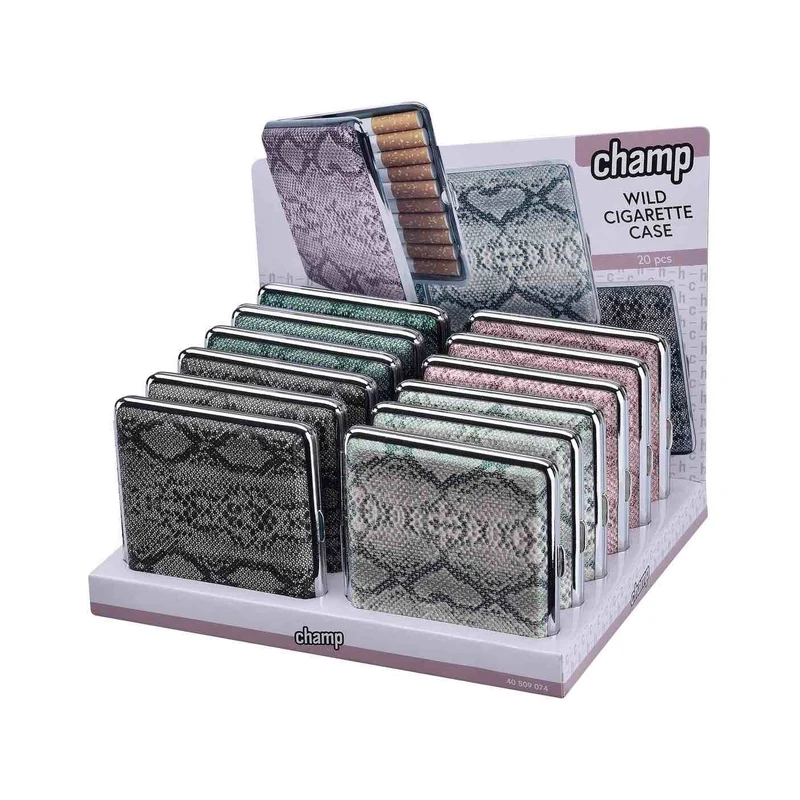 Champ Zigarettenetui Pythonstyle – 20er Metall, Display 12 Stück