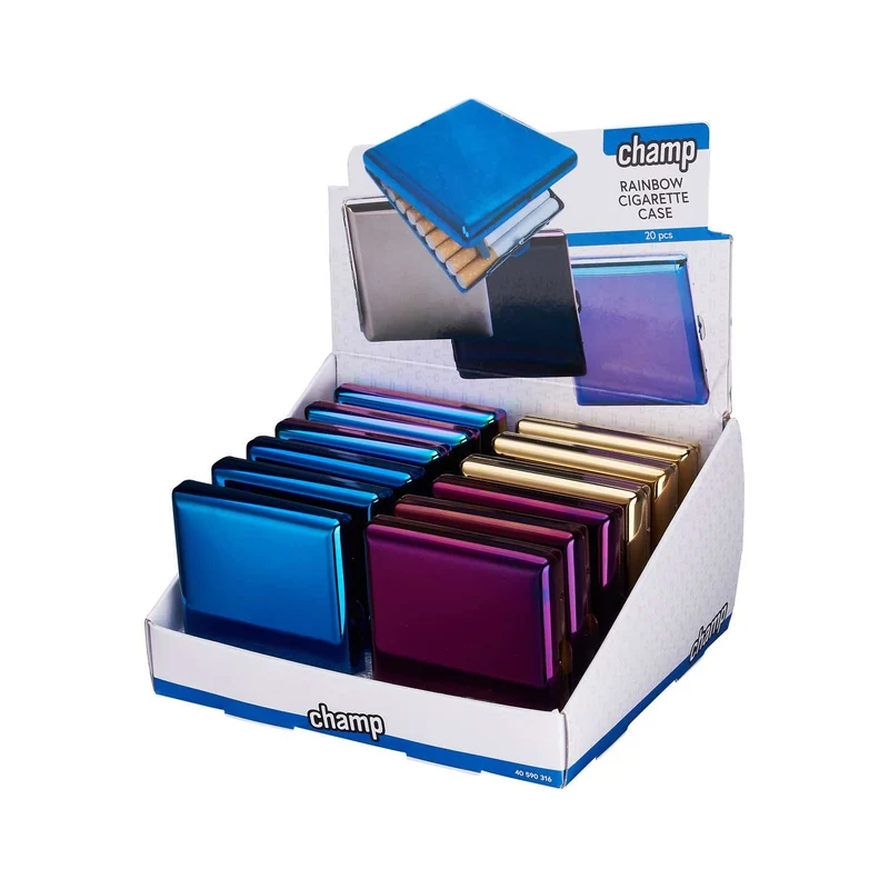 Champ Zigarettenetui Rainbow – 20er Metall, Display 12 Stück