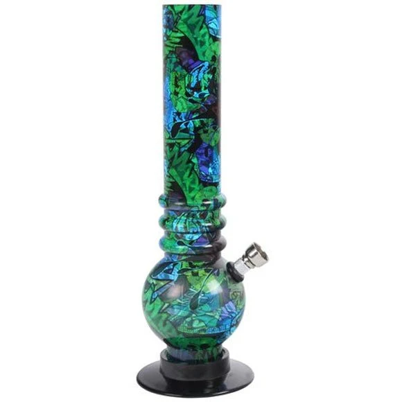 Acryl Bong Street Art Blue 26cm – blaue Kunststoffbong mit Kickloch