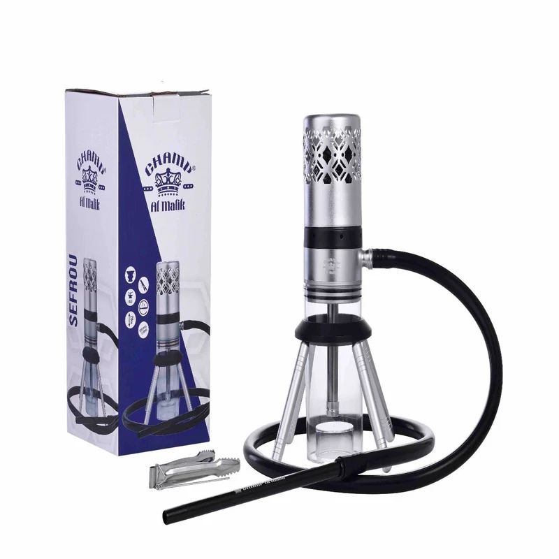 Al Malik Shisha Sefrou Schwarz Silber – Wasserpfeife, 280 mm