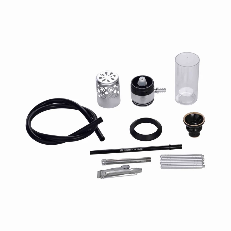 Al Malik Shisha Sefrou Schwarz Silber – Wasserpfeife, 280 mm