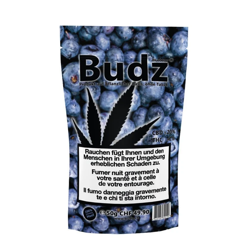 Budz Blueberry – Outdoor CBD Blüten aus der Schweiz, 50 g