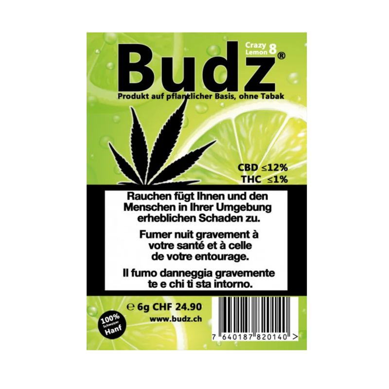 Budz Crazy Lemon 8 Greenhouse Hybrid CBD Blüten 6g