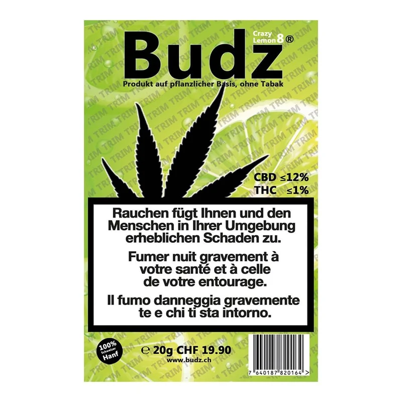 Budz Crazy Lemon 8 – Greenhouse Hybrid CBD Trim, 20 g