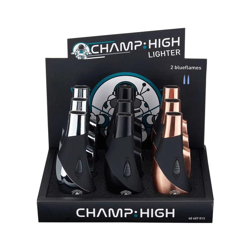 Champ High Booster 2 Flames – Jet Feuerzeug, 9er Display