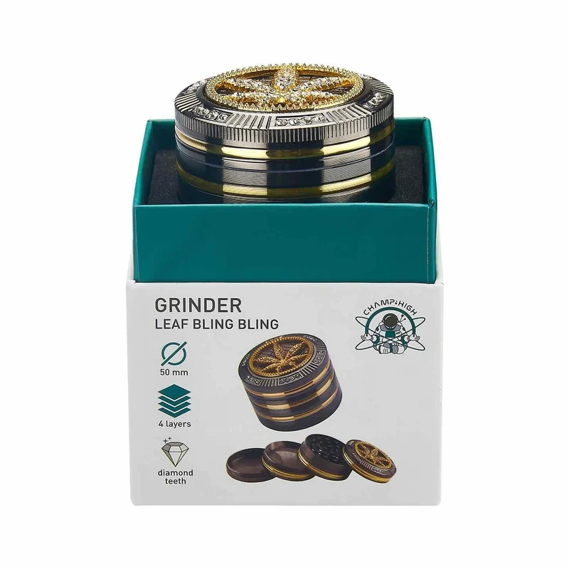 Champ High Grinder Bling Bling Leaf – 50 mm, 4-teilig
