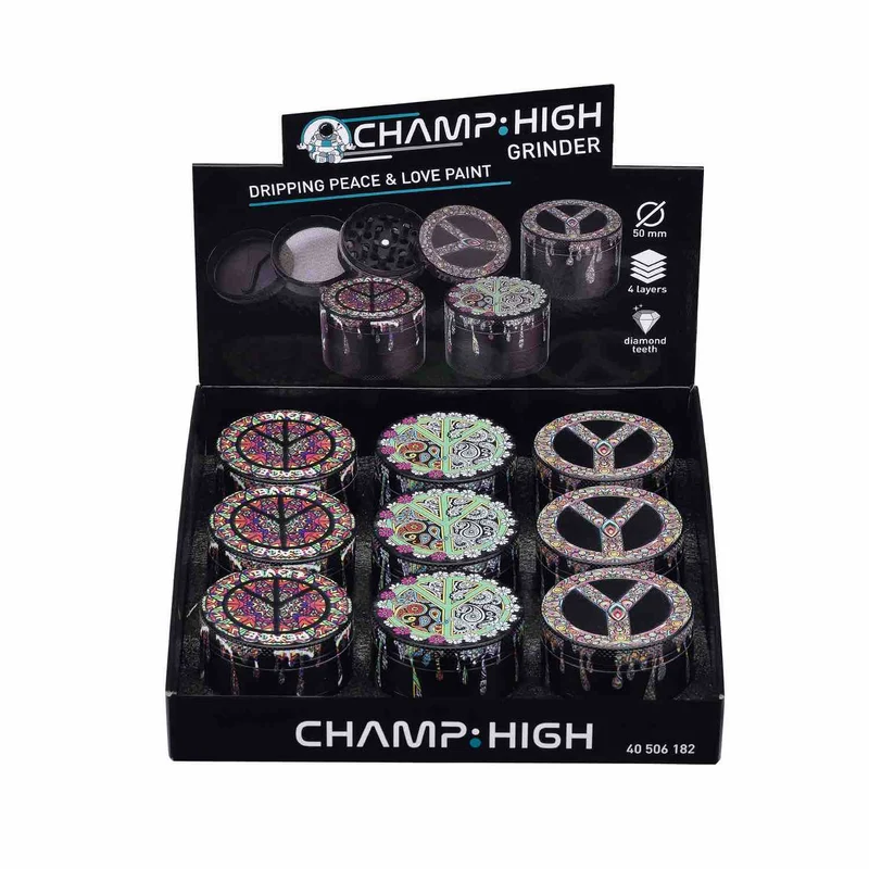 Champ High Grinder Dripping Peace&Love Paint – 50 mm, 4-teilig