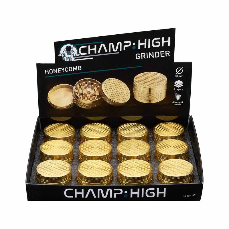 Champ High Grinder Golden Honeycomb – 50 mm, 3-teilig