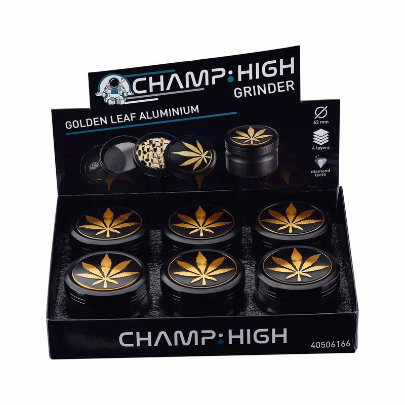 Champ High Grinder Golden Leaf – 63 mm, 4-teilig