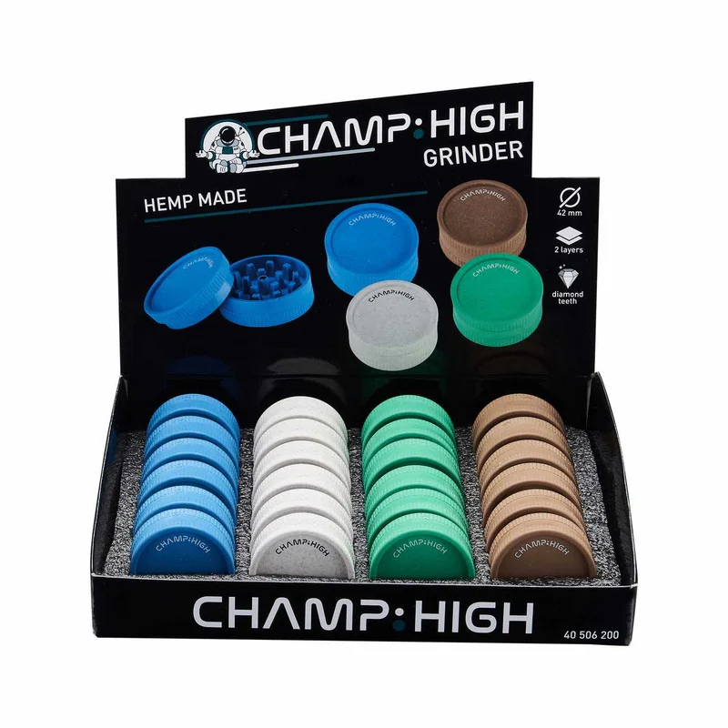 Champ High Hemp Plastic Grinder – 42 mm, Display 24 Stück