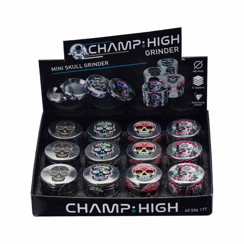 Champ High Grinder Mini Skull – 40 mm, 4-teilig