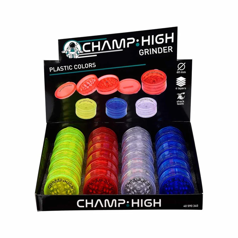 Champ High Plastic Grinder – 60 mm, 4-teilig, Display 24 Stück