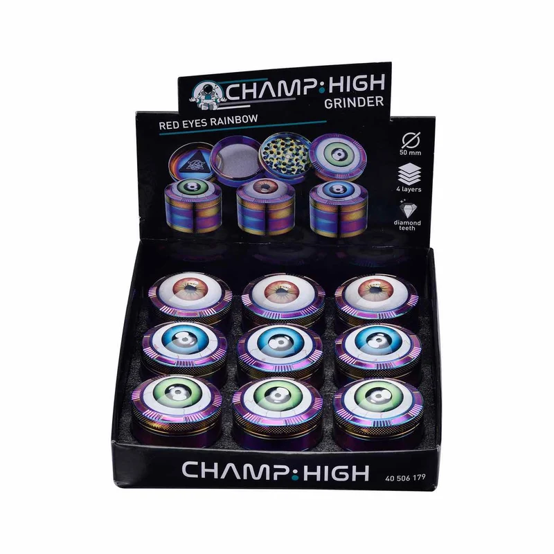 Champ High Grinder Red Eyes Rainbow – 50 mm, Display 9 Stück