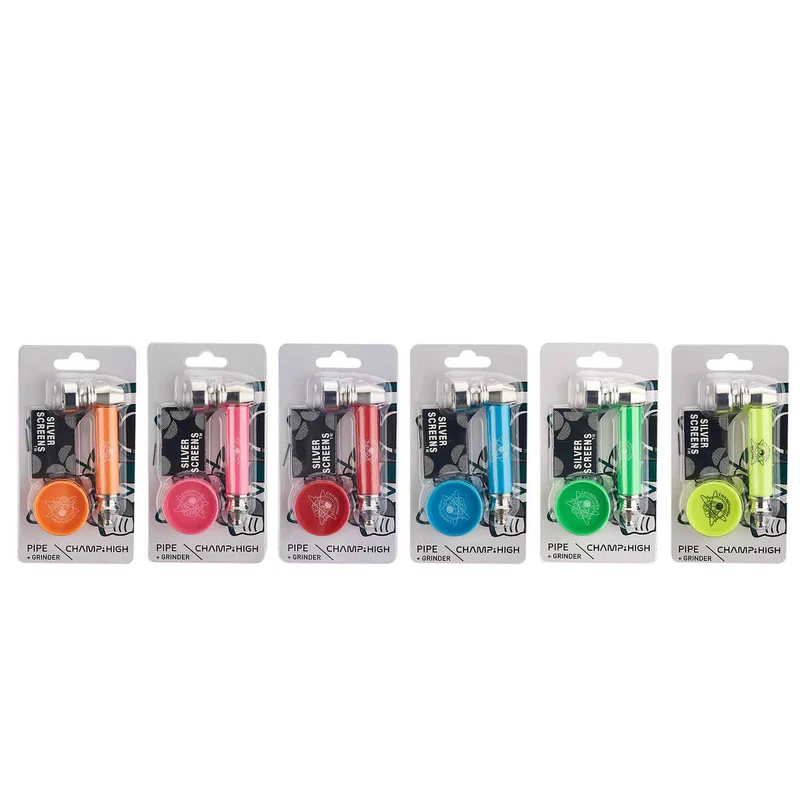 Champ High Metal Pipe & Mini Grinder Set – Display, 12 Stück