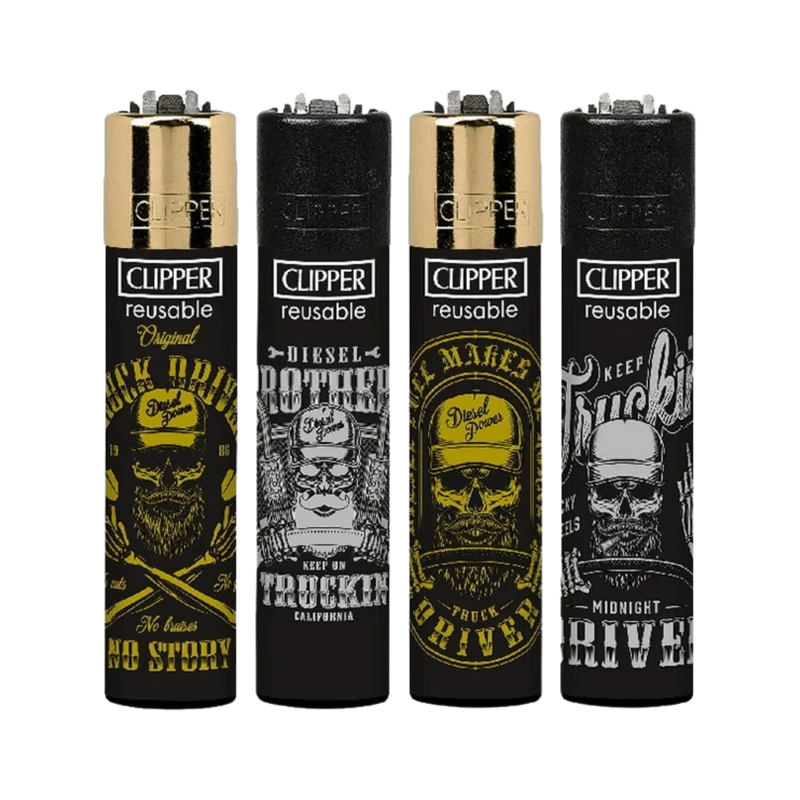 Clipper Feuerzeug Driving Skulls – Display 48 Stück