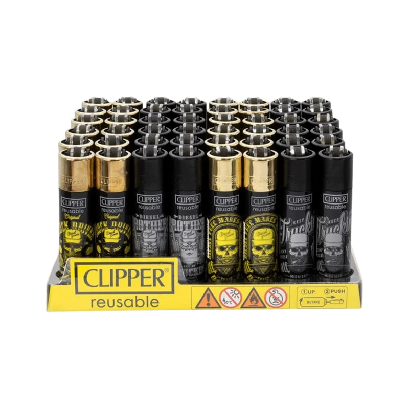 Clipper Feuerzeug Driving Skulls – Display 48 Stück
