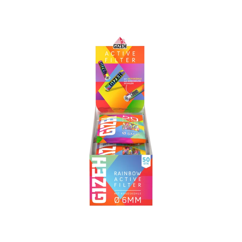GIZEH RAINBOW - AKTIV FILTER 6mm (50er)