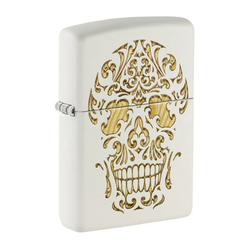 Zippo Lighter Skull - White Matte