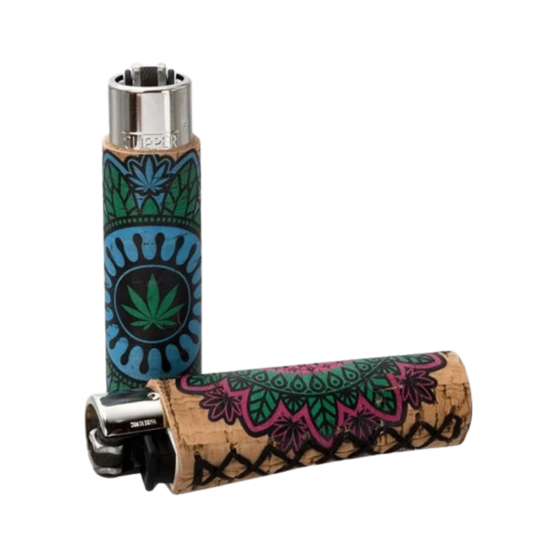 Clipper Feuerzeug Kork Cover Mandala Hemp Leaves – 30er Display