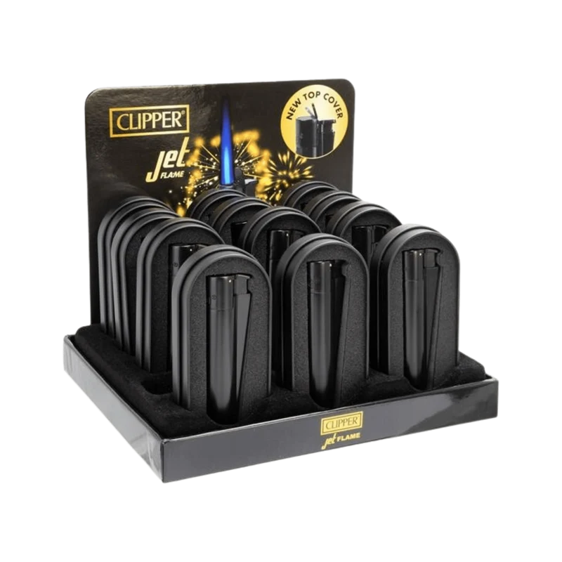 Clipper Jetflame Metal Feuerzeug Matt Black – 12er Display